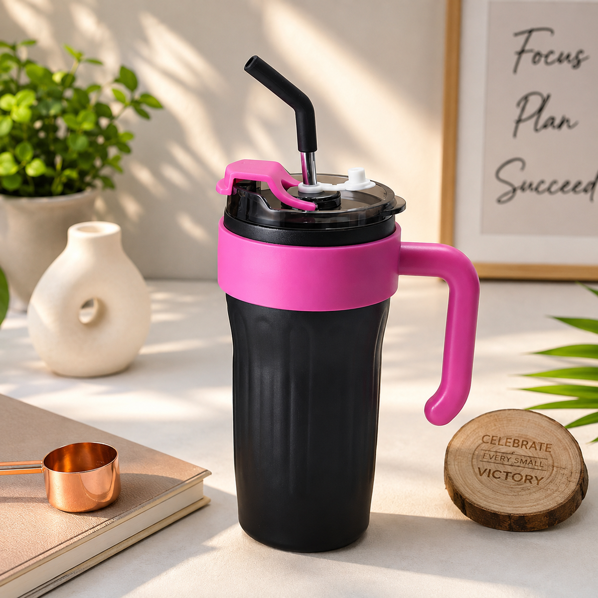 860ml straw tumbler | Insualted Tumbler | With Handle | kiidzkornerz