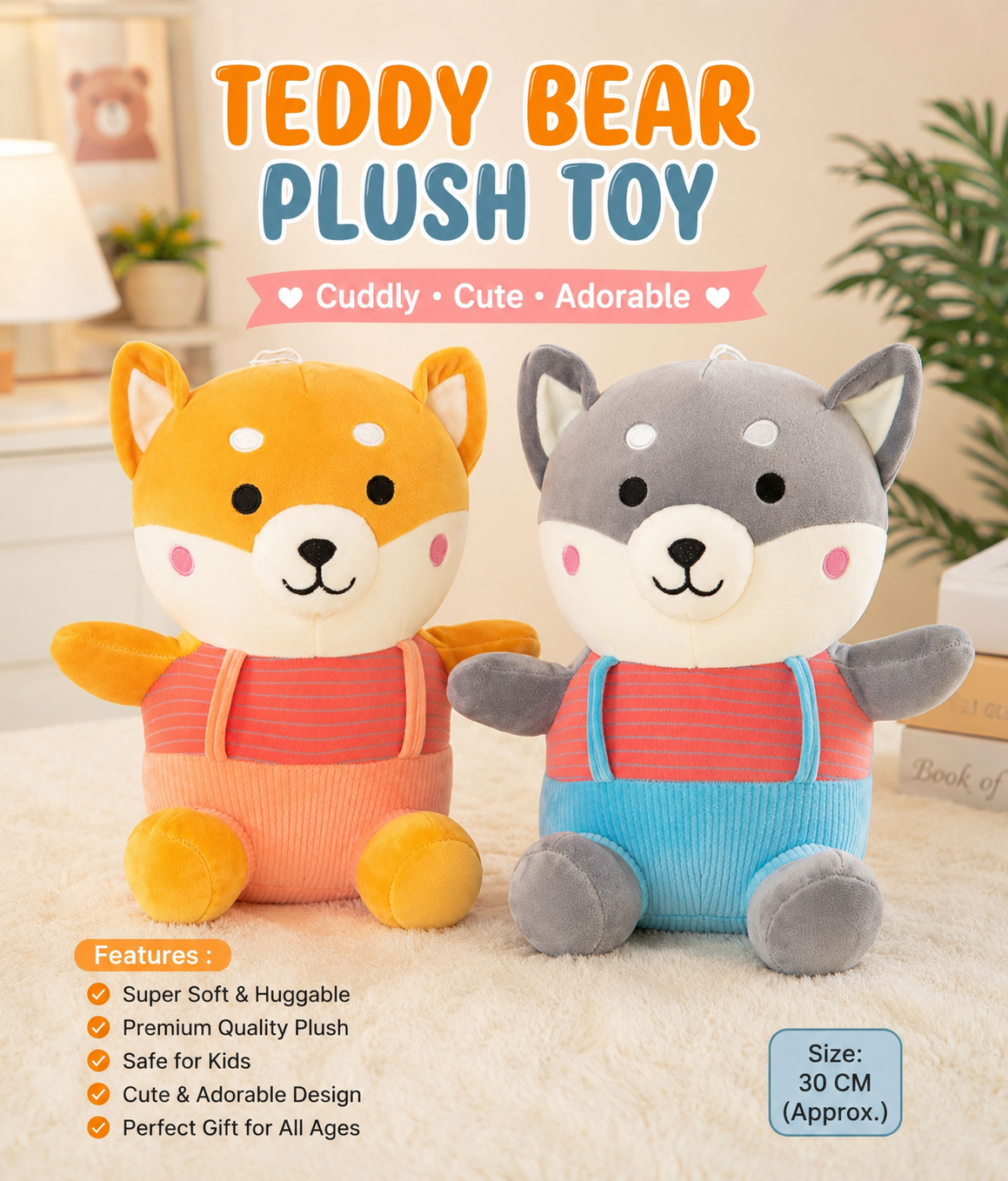 Teddy bear plush|30cm|imported quality|premium plush|refillable|cute|kiidzkornerz