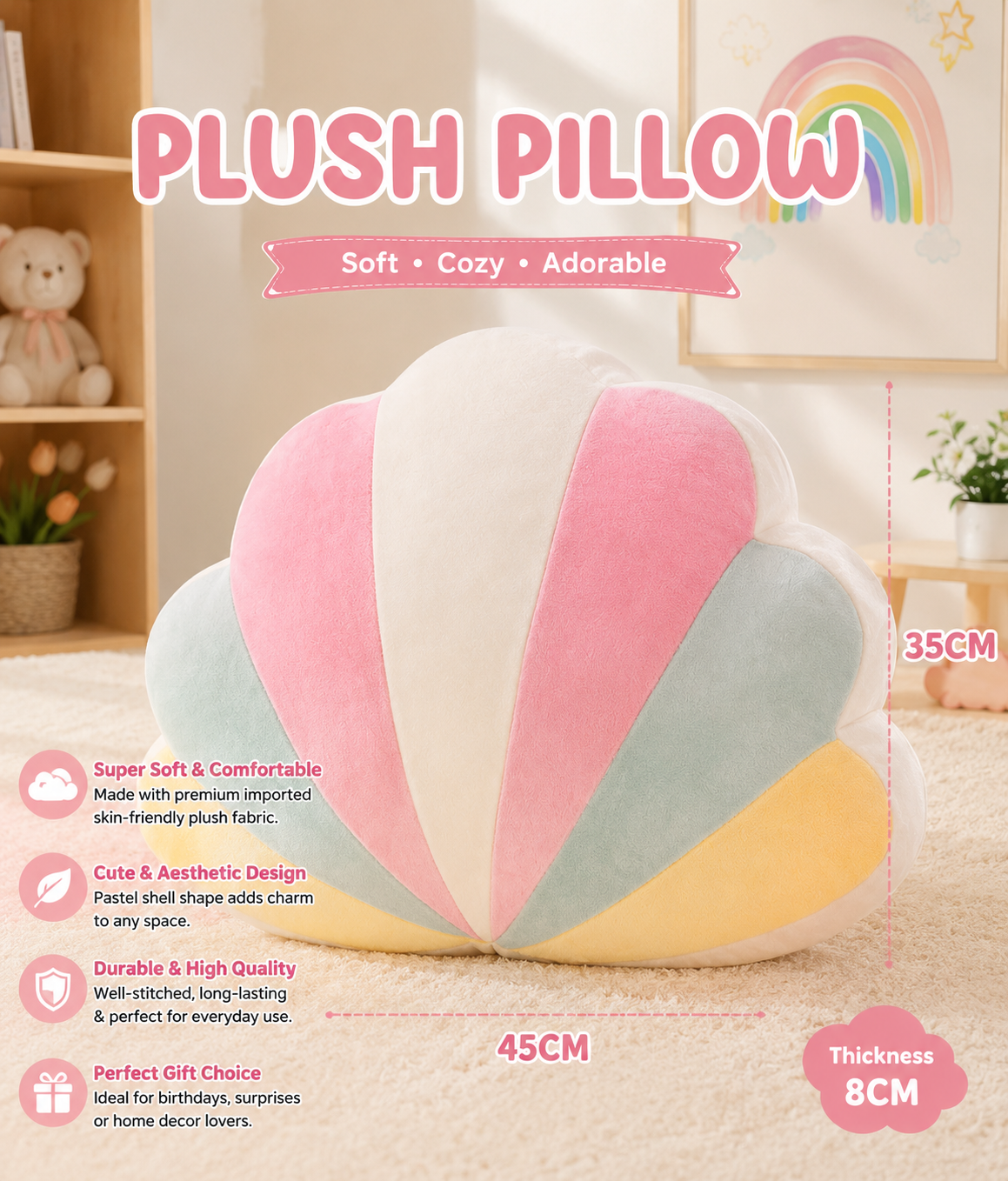 Plush pillow |imported quality|45-35cm|premium quality|cute|decorative|kiidzkornerz