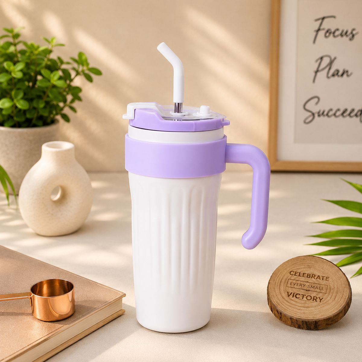 860ml straw tumbler | Insualted Tumbler | With Handle | kiidzkornerz
