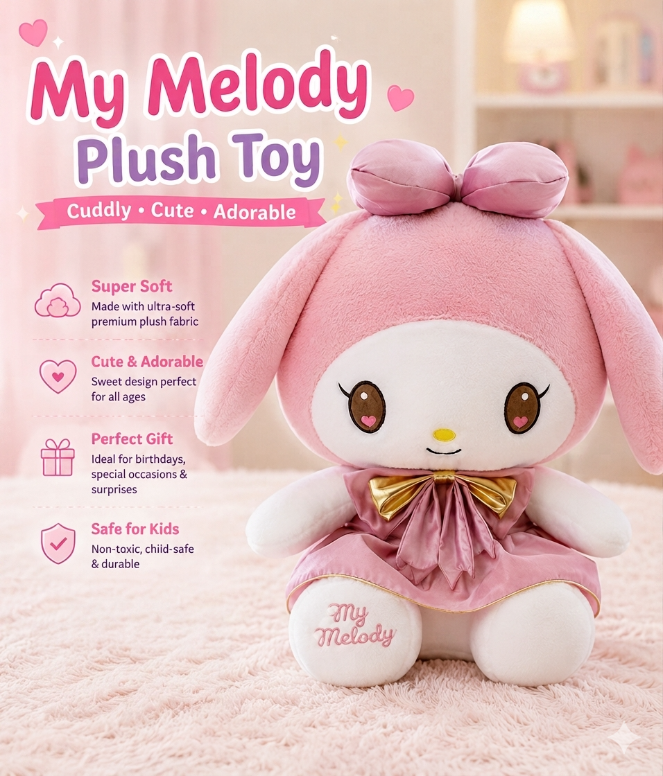My melody plush| Imported Quality|40-45cm|premium quality|cute|refillable|kiidzkornerz