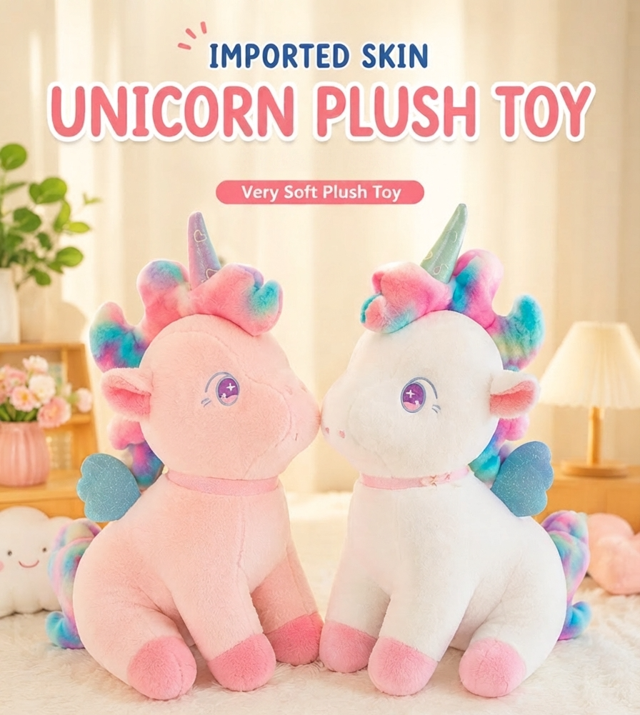 Unicorn plush toy|40-45cm|premium quality|imported collection|cute|refillable|kiidzkornerz