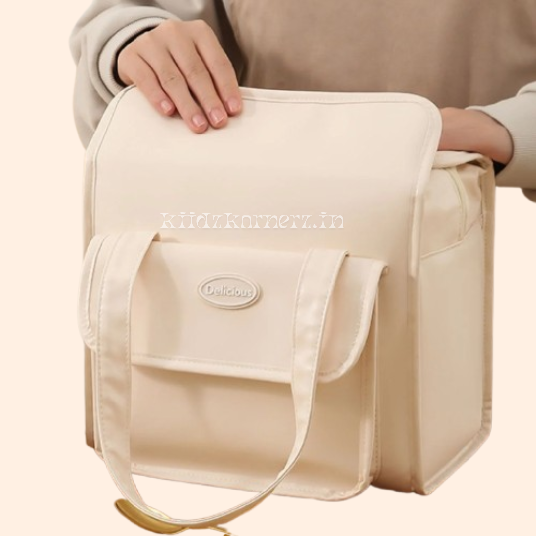 Korean Insulated Lunch/tote bag|dual pockets |Inner foil|premium zipper|Dual pockets|waterproof|kiidzkornerz