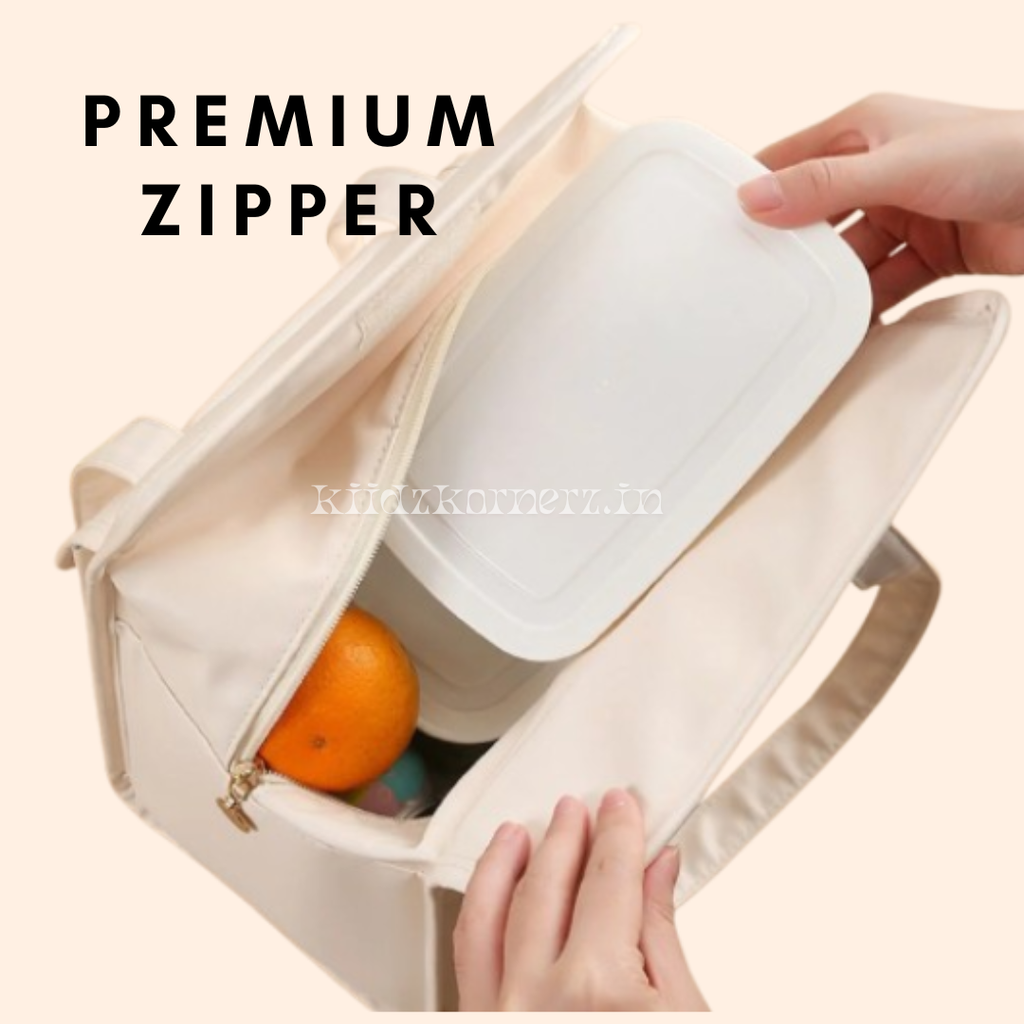 Korean Insulated Lunch/tote bag|dual pockets |Inner foil|premium zipper|Dual pockets|waterproof|kiidzkornerz
