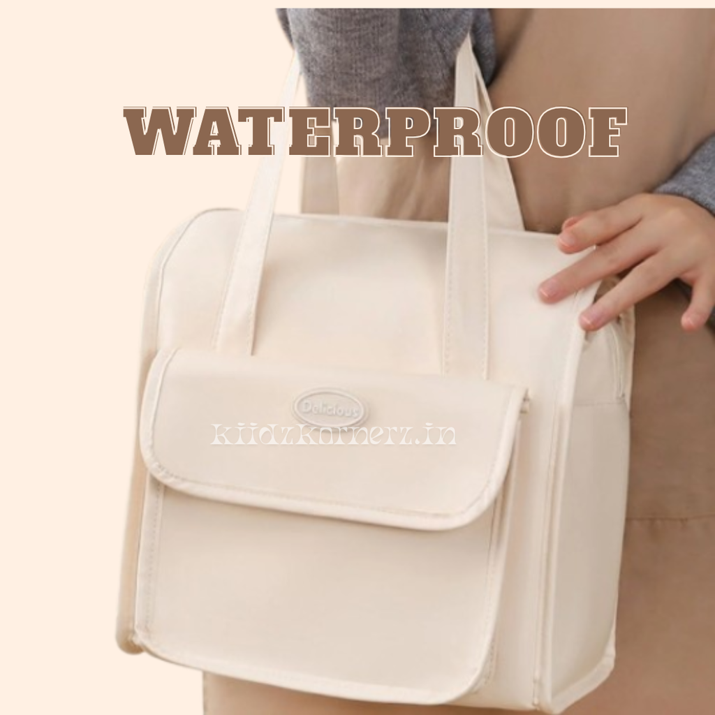 Korean Insulated Lunch/tote bag|dual pockets |Inner foil|premium zipper|Dual pockets|waterproof|kiidzkornerz