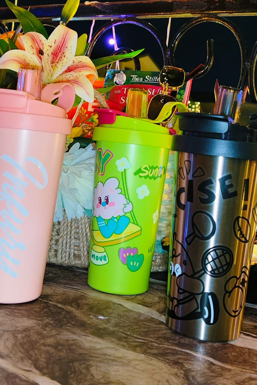 Crystal Glow Tumblers| Dual sip | Insulated tumblers - Spill Proof| 550ml