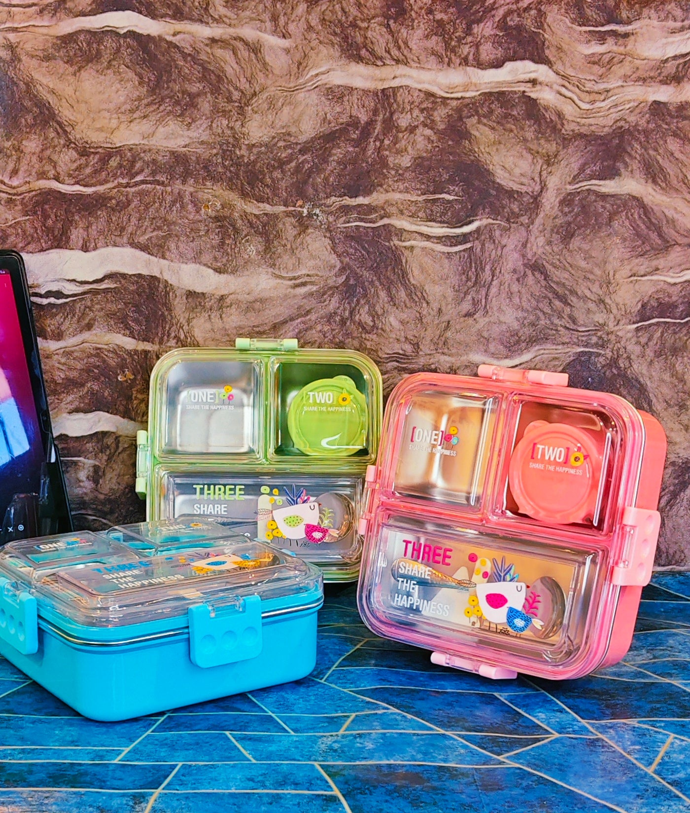 Big Bite 🍱 Bento|Insulated|Spill proof|3-Compartment|Free Cutlery |FREE Small Box