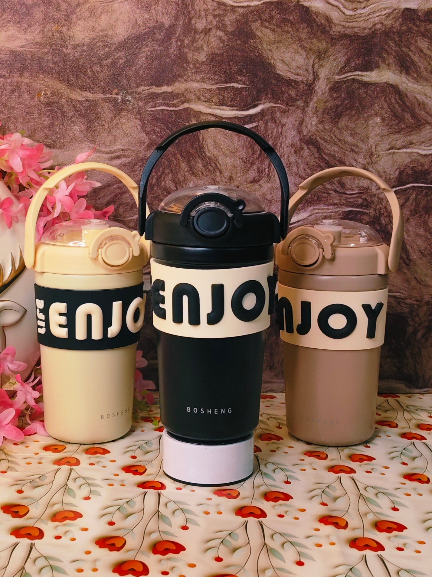 Fun Quench 400ml.tumblers |With Handle|Insulated|Stainless steel|Spillproof|Kiidzkornerz
