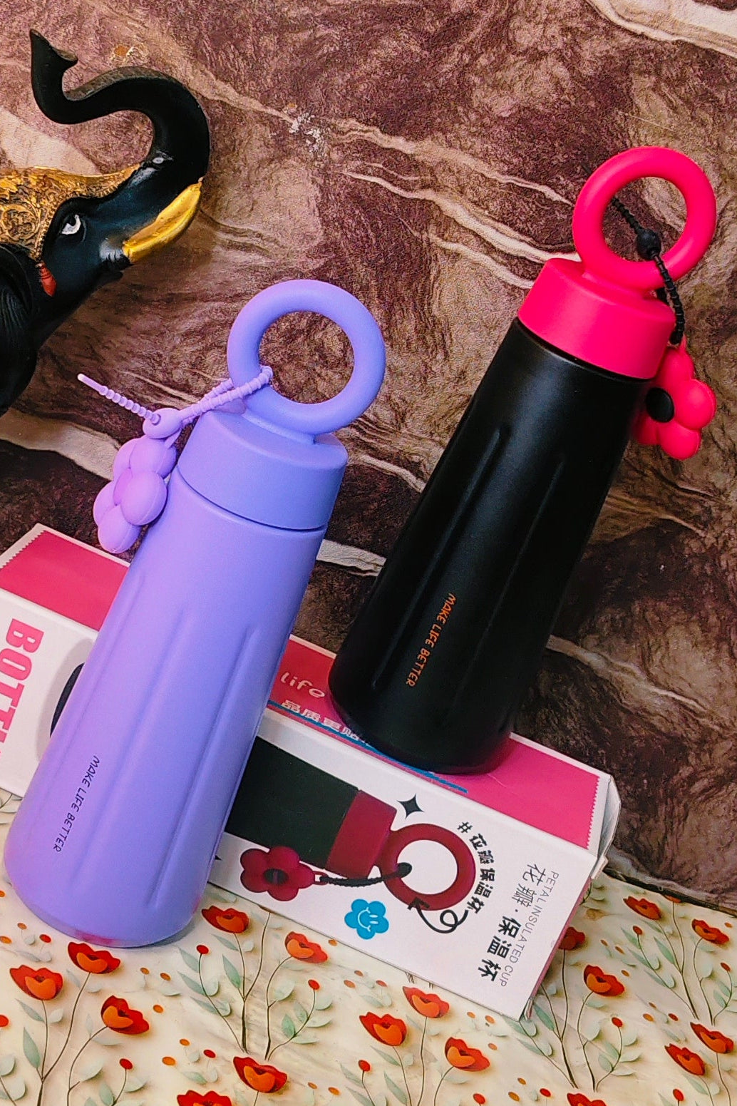 450ml flower charm bottles|insulated|Leakproof|beautiful charm|kiidzkornerz