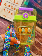 Puzzle Pop Sipper|850ml|BPA Free | Premium quality|Stylish Belt | With Stickers| Dual Sip