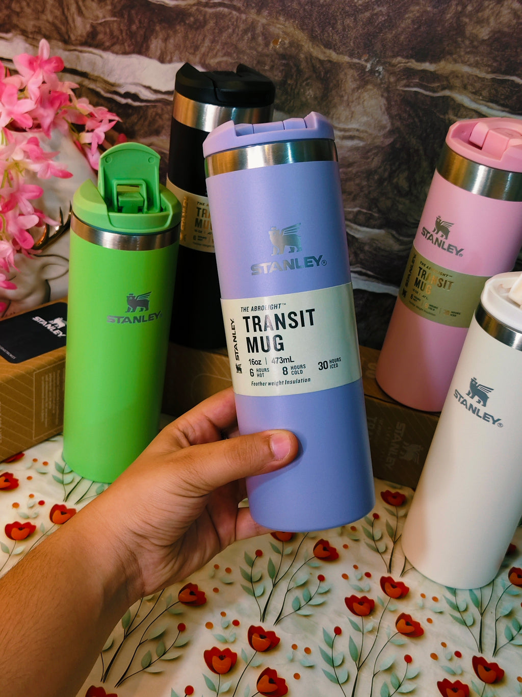 16oz/473ml | Stanley Transit mugs |6hrs hot 8 hrs cold 30hrs iced|stainless steel|aerolight technology|Leakproof|kiidzkornerz