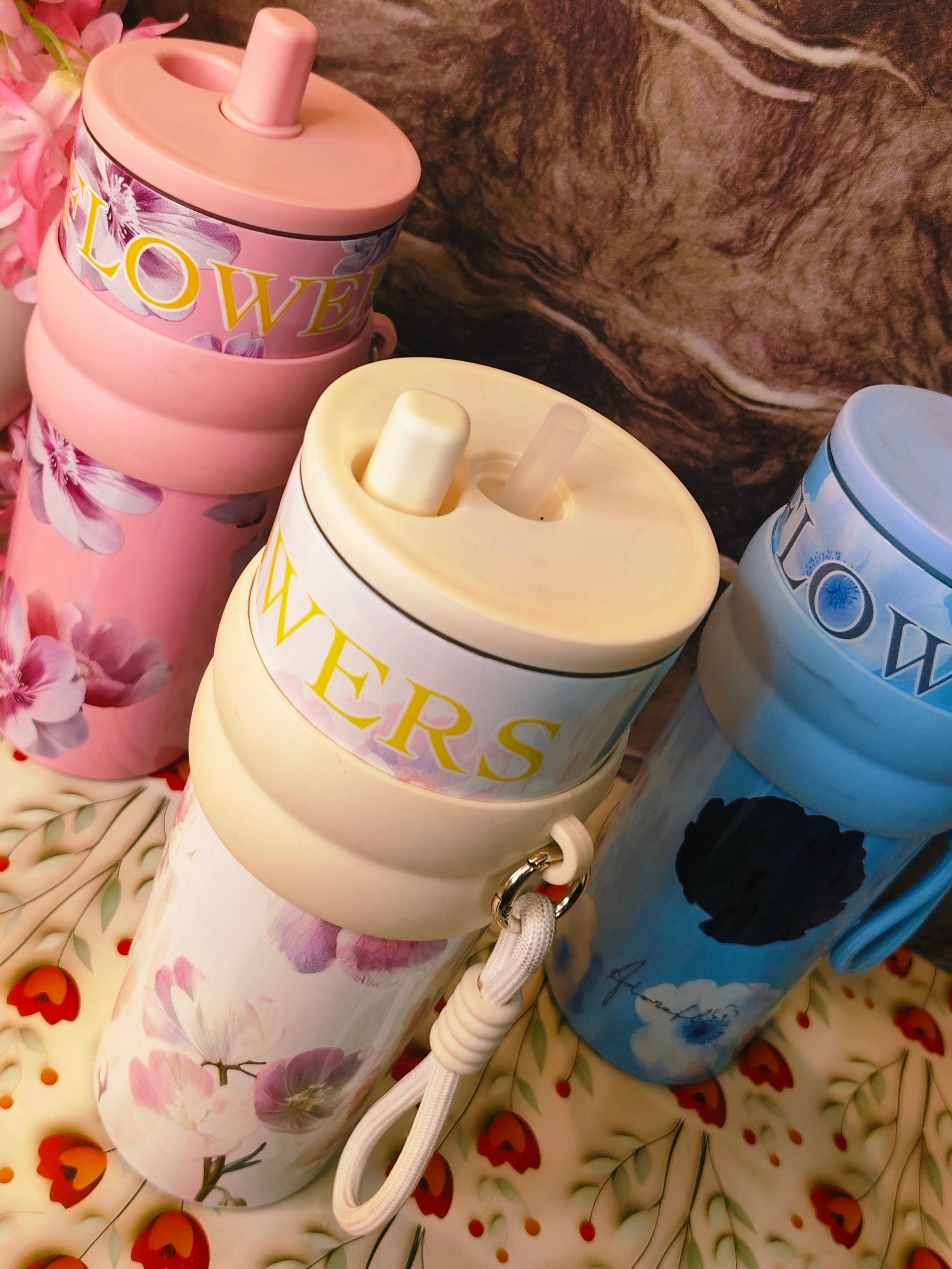 Floral 900ml Tumblers|Insulated|Stainless steel|Spillproof|Functional|kiidzkornerz