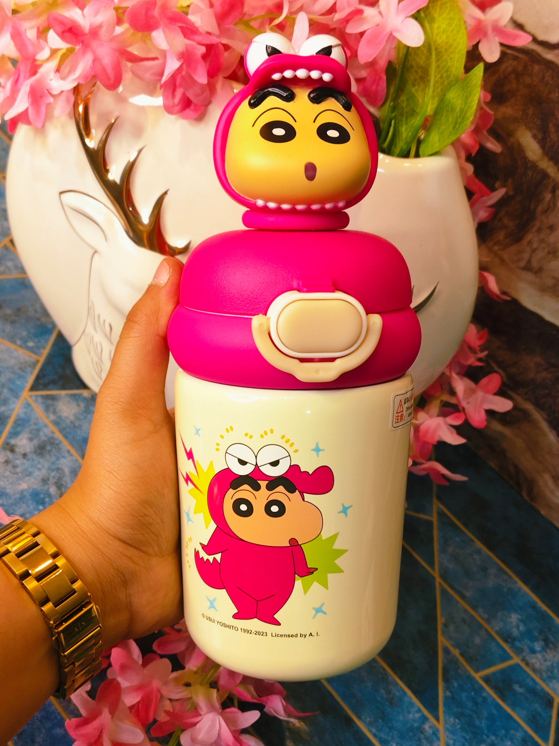 Shinchan Kids Sipper| Dual sip |Insulated|Stainless Steel|Spillproof|Cute design|Kiidzkornerz