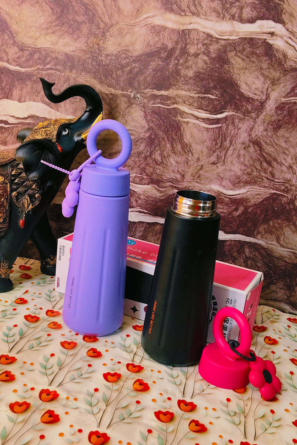 450ml flower charm bottles|insulated|Leakproof|beautiful charm|kiidzkornerz