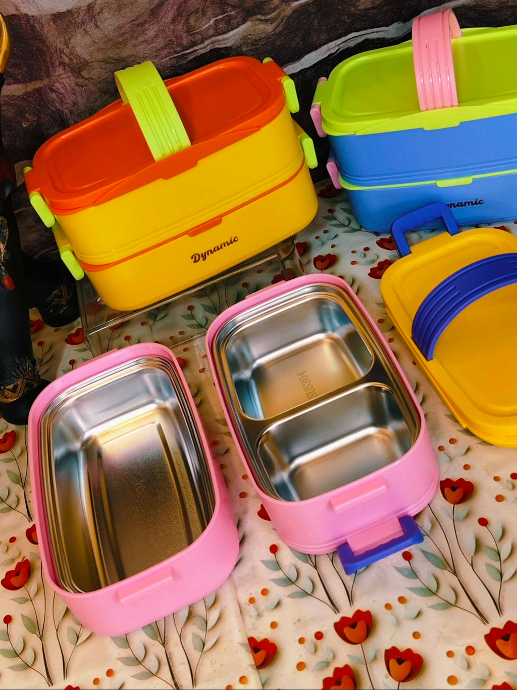 Double decker lunchbox|With silicon Handle|Airtight|Leakproof|Stainless steel|SUS 304|kiidzkornerz