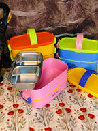 Double decker lunchbox|With silicon Handle|Airtight|Leakproof|Stainless steel|SUS 304|kiidzkornerz