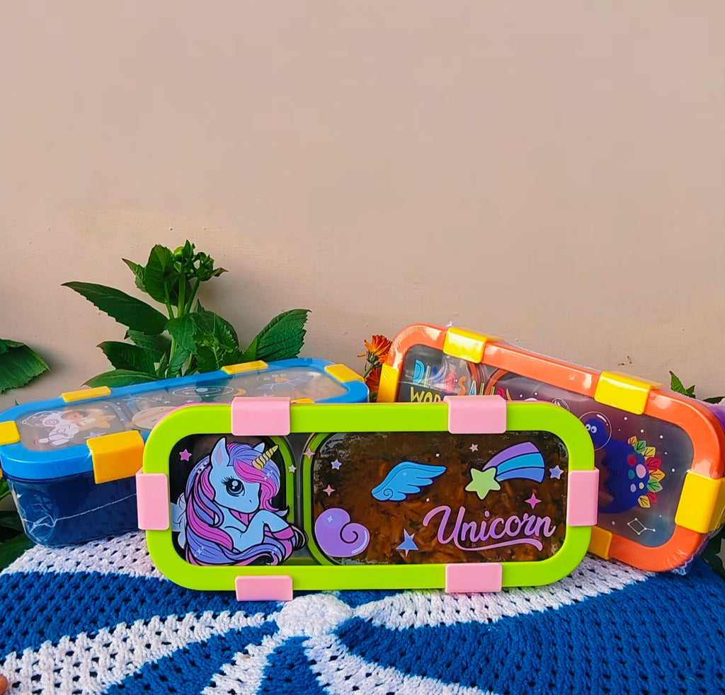 Feast Bento Kids✨|Insulated|Spill proof|2-Compartment|Unique Cutlery 🍴 section