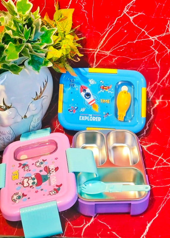 Bento Buddy|Leak proof|Insulated Stainless lunchbox|750ml|3-Compartment|Non-Detachable steel