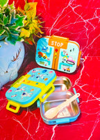 Happy-jammy|Insulated Lunchbox|Spill proof|600ml|Non detachable steel|2 compartment