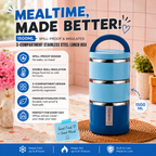 TRIPLE BENTO LUXE ✨|WITH HANDLE 1500ml |INSULATED |SPILL PROOF| TRIPLE COMPARTMENT