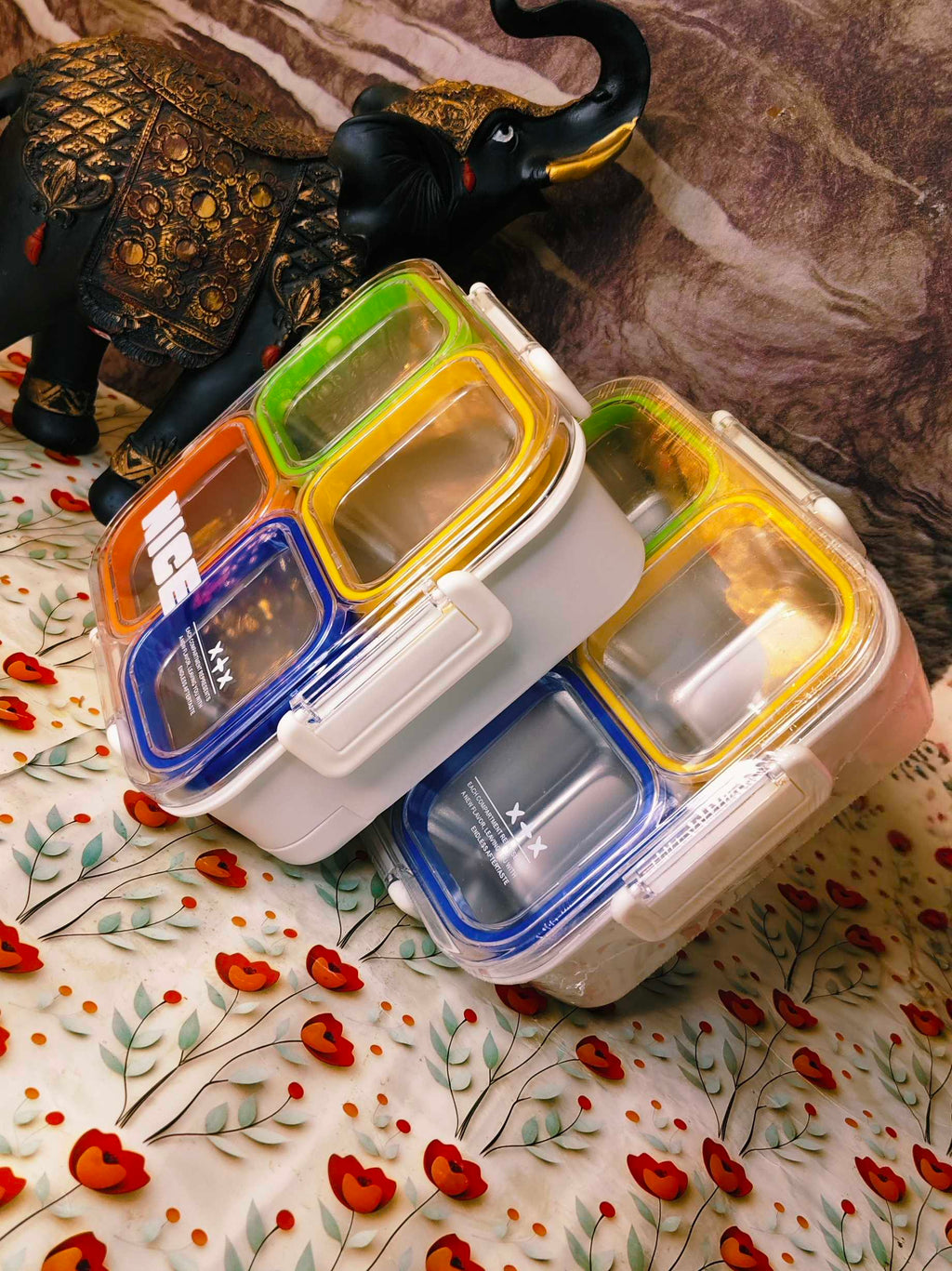 4-Compartment lunchbox|Leakproof|Insulated lunchbox|With cutlery at bottom|SUS 304|kiidzkornerz
