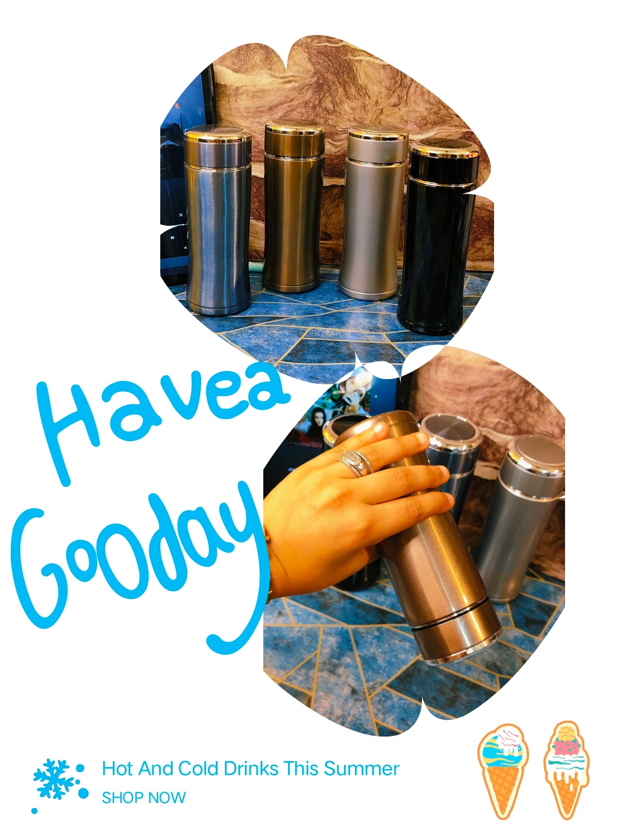 Happy Mini Bottles ✨|Hot and Cold|Spill proof|360ML|Lightweight