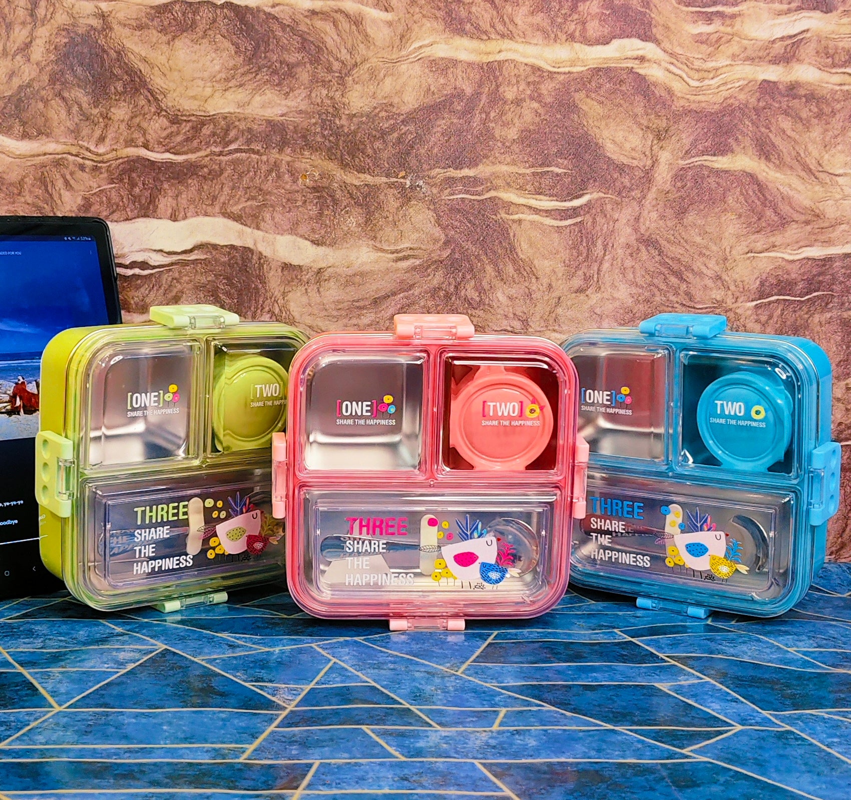 Big Bite 🍱 Bento|Insulated|Spill proof|3-Compartment|Free Cutlery |FREE Small Box