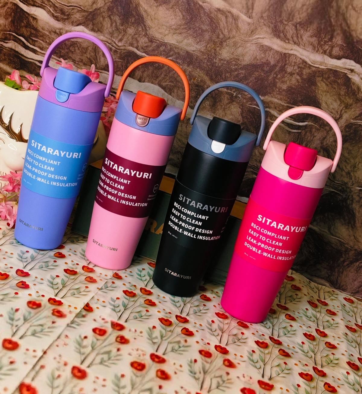 900ml tumblers SITARAYURI| 24HRS cold|6HRS hot| 12HRS warm| With lock | Leakproof|Stainless steel|kiidzkornerz
