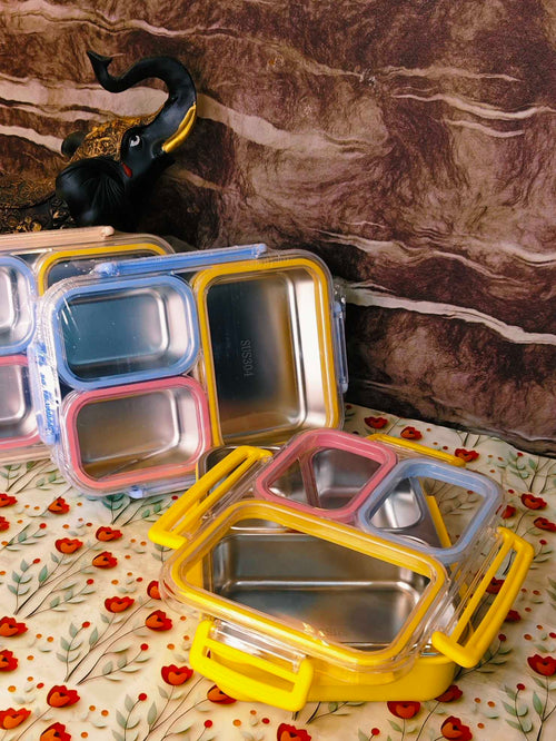 3-Compartment lunchbox|Leakproof lunchbox|Insulated Stainless steel|1000ml|kiidzkornerz