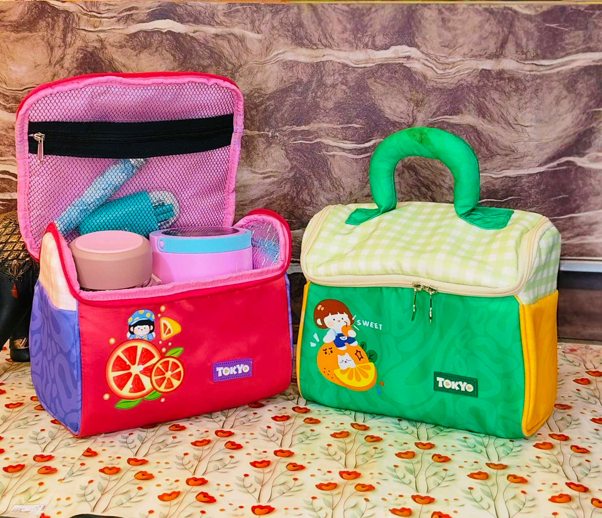 Tokyo puffy insulated lunchbag|Insulation|2-Zipper|Premium Quality|Waterproof|kiidzkornerz