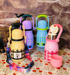600ml flask|Insulated| Leakproof|With cup |Belt|Free charm| kiidzkornerz